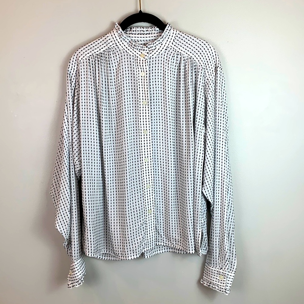 LOFT Striped Ruffle Trim Shirt NWT - Picture 7 of 9
